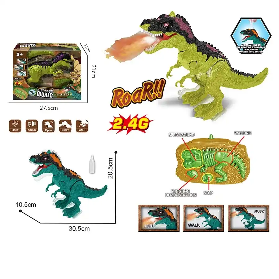TIRANOSAURIO REX A CONTROL REMOTO, CAMINA Y BOTA HUMO NY050-A - Imagen 3